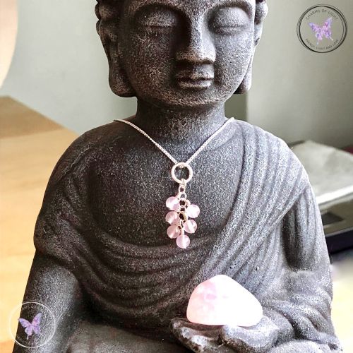 Rose Quartz Cluster Pendant Necklace